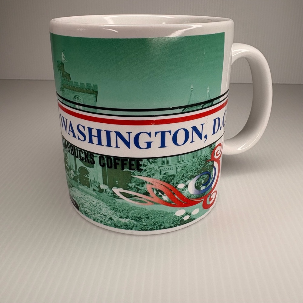 Vintage Starbucks Coffee Mug Washington DC Cup 18 oz 1998 Y2K Classic Green Red